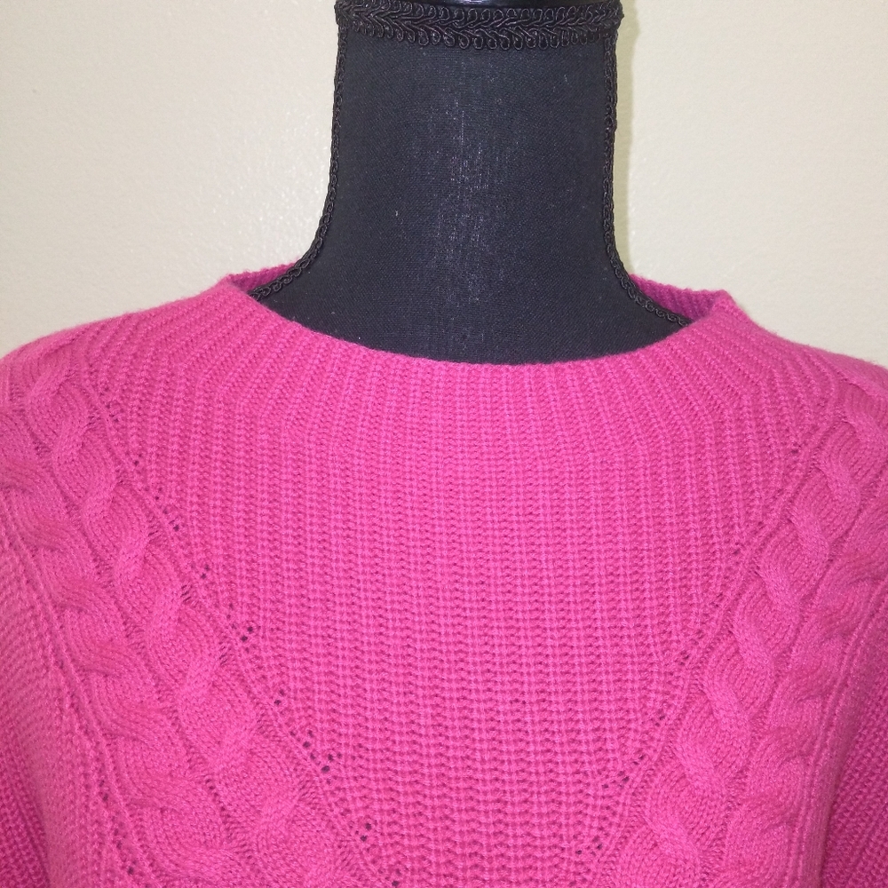 TALBOTS Women's XL Pink Cable Knit Long Sleeve Sweater - Picture 11 of 13